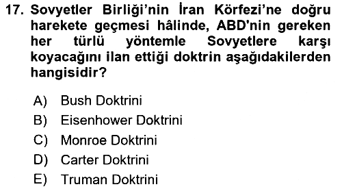 Amerikan Dış Politikası 2023-2024 Yaz Okulu Sınavı - 17. soru