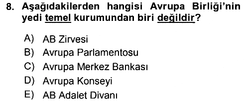 Avrupa Birliği 2017-2018 3 Ders Sınavı - 8. soru