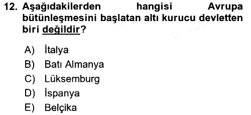 Avrupa Birliği 2017-2018 3 Ders Sınavı - 12. soru