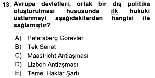 Avrupa Birliği 2017-2018 3 Ders Sınavı - 13. soru