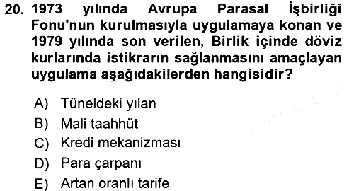 Avrupa Birliği 2017-2018 3 Ders Sınavı - 20. soru