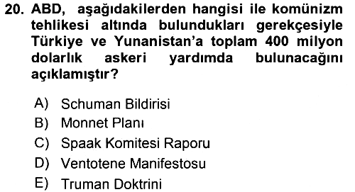Avrupa Birliği 2018-2019 3 Ders Sınavı - 20. soru