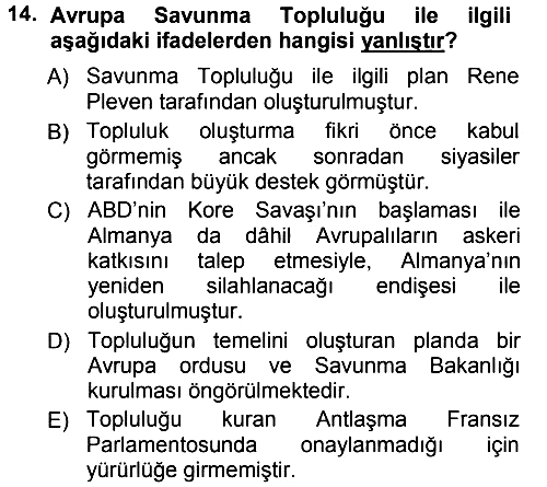 Avrupa Birliği 2012-2013 Ara Sınav - 14. soru