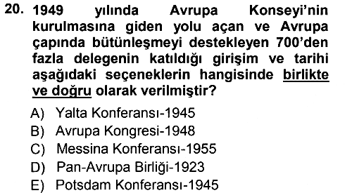 Avrupa Birliği 2012-2013 Ara Sınav - 20. soru