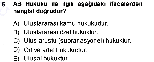 Avrupa Birliği 2013-2014 Ara Sınav - 6. soru