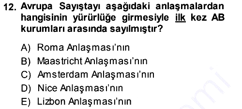 Avrupa Birliği 2013-2014 Ara Sınav - 12. soru