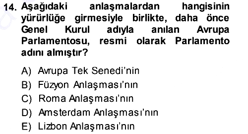 Avrupa Birliği 2013-2014 Ara Sınav - 14. soru