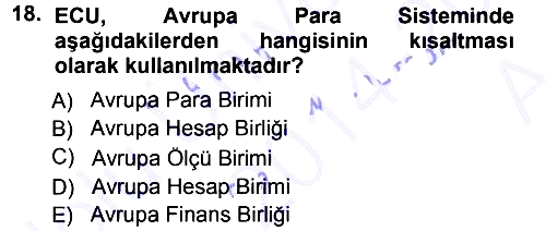 Avrupa Birliği 2014-2015 Ara Sınav - 18. soru