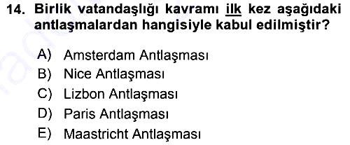 Avrupa Birliği 2015-2016 Ara Sınav - 14. soru