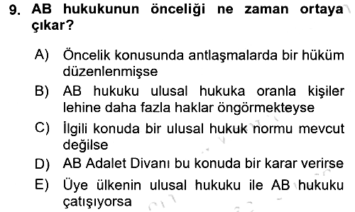 Avrupa Birliği 2016-2017 Ara Sınav - 9. soru