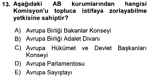 Avrupa Birliği 2016-2017 Ara Sınav - 13. soru