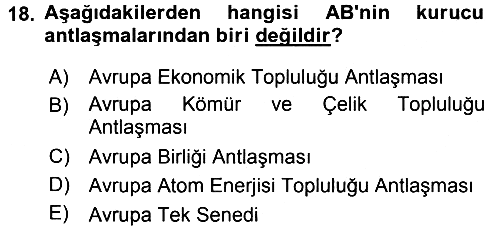 Avrupa Birliği 2017-2018 Ara Sınav - 18. soru