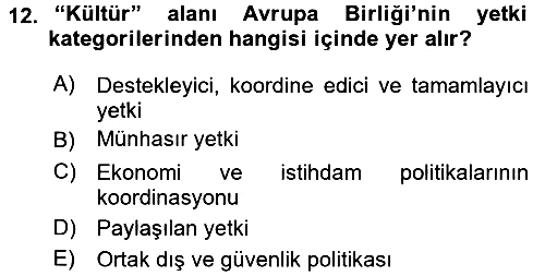 Avrupa Birliği 2018-2019 Ara Sınav - 12. soru