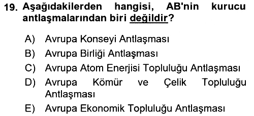 Avrupa Birliği 2018-2019 Ara Sınav - 19. soru