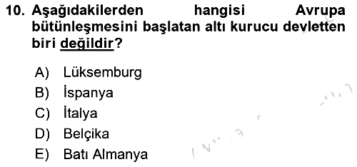 Avrupa Birliği 2019-2020 Ara Sınav - 10. soru