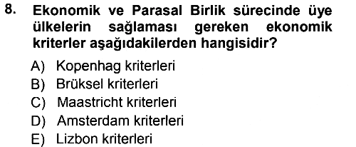 Avrupa Birliği 2012-2013 Dönem Sonu Sınavı - 8. soru