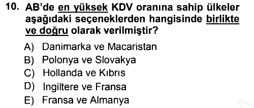 Avrupa Birliği 2012-2013 Dönem Sonu Sınavı - 10. soru