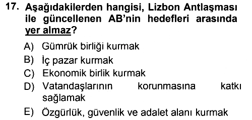 Avrupa Birliği 2012-2013 Dönem Sonu Sınavı - 17. soru