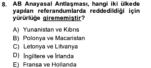 Avrupa Birliği 2014-2015 Dönem Sonu Sınavı - 8. soru