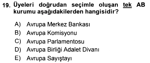 Avrupa Birliği 2015-2016 Dönem Sonu Sınavı - 19. soru