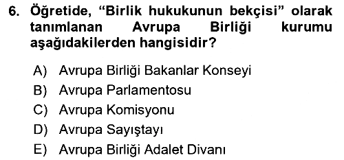 Avrupa Birliği 2016-2017 Dönem Sonu Sınavı - 6. soru