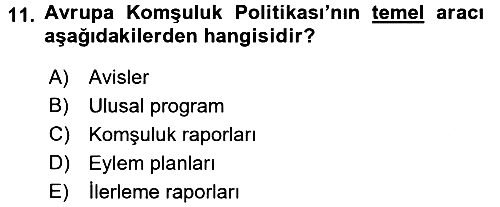 Avrupa Birliği 2016-2017 Dönem Sonu Sınavı - 11. soru