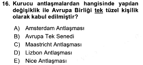 Avrupa Birliği 2016-2017 Dönem Sonu Sınavı - 16. soru