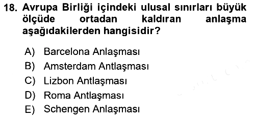 Avrupa Birliği 2018-2019 Dönem Sonu Sınavı - 18. soru
