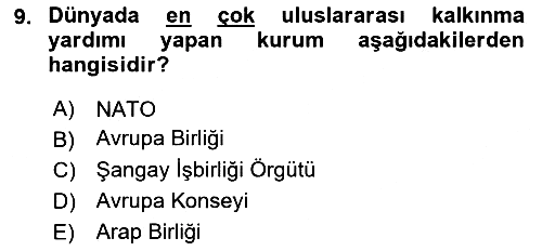 Avrupa Birliği 2019-2020 Dönem Sonu Sınavı - 9. soru