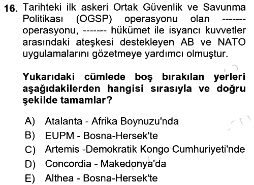 Avrupa Birliği 2019-2020 Dönem Sonu Sınavı - 16. soru