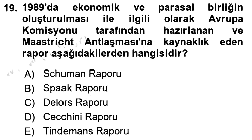 Avrupa Birliği 2019-2020 Dönem Sonu Sınavı - 19. soru