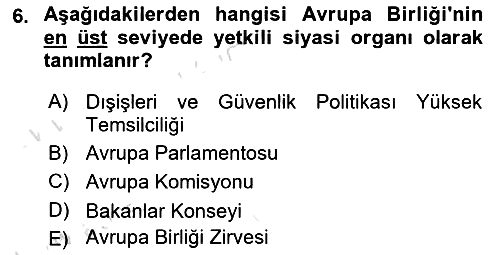 Avrupa Birliği 2021-2022 Dönem Sonu Sınavı - 6. soru