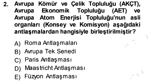 Avrupa Birliği 2013-2014 Tek Ders Sınavı - 2. soru