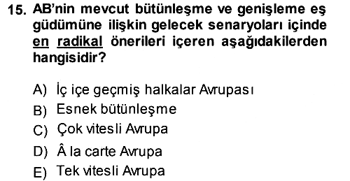 Avrupa Birliği 2014-2015 Tek Ders Sınavı - 15. soru