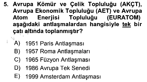 Avrupa Birliği 2020-2021 Yaz Okulu Sınavı - 5. soru