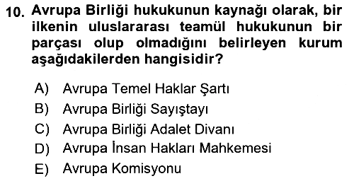 Avrupa Birliği 2021-2022 Yaz Okulu Sınavı - 10. soru