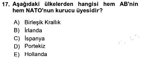 Avrupa Birliği 2024-2025 Yaz Okulu Sınavı - 17. soru