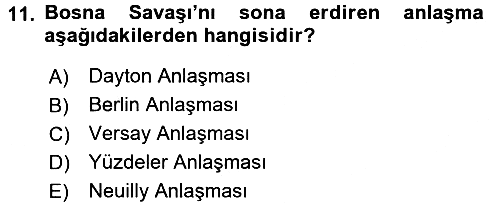 Balkanlarda Siyaset 2016-2017 3 Ders Sınavı - 11. soru