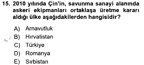 Balkanlarda Siyaset 2016-2017 3 Ders Sınavı - 15. soru