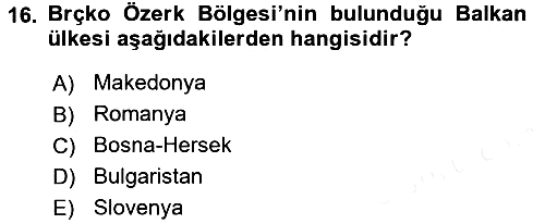 Balkanlarda Siyaset 2017-2018 3 Ders Sınavı - 16. soru