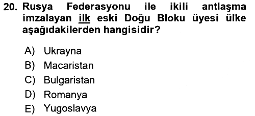 Balkanlarda Siyaset 2017-2018 3 Ders Sınavı - 20. soru