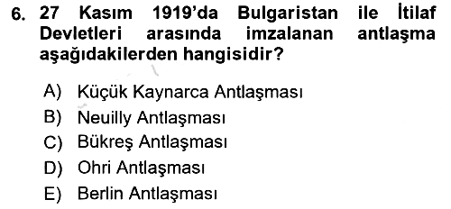 Balkanlarda Siyaset 2018-2019 3 Ders Sınavı - 6. soru