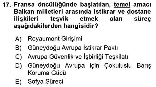 Balkanlarda Siyaset 2018-2019 3 Ders Sınavı - 17. soru