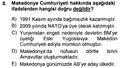 Balkanlarda Siyaset 2012-2013 Ara Sınav - 8. soru