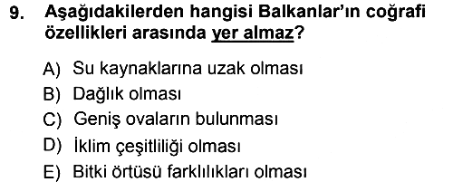 Balkanlarda Siyaset 2012-2013 Ara Sınav - 9. soru