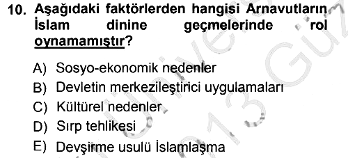 Balkanlarda Siyaset 2012-2013 Ara Sınav - 10. soru