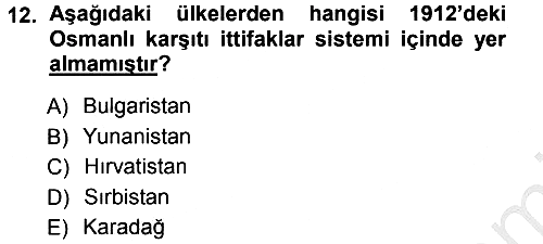 Balkanlarda Siyaset 2012-2013 Ara Sınav - 12. soru