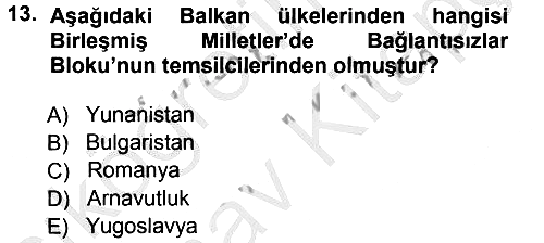 Balkanlarda Siyaset 2012-2013 Ara Sınav - 13. soru