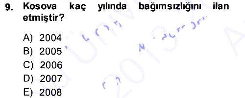 Balkanlarda Siyaset 2013-2014 Ara Sınav - 9. soru