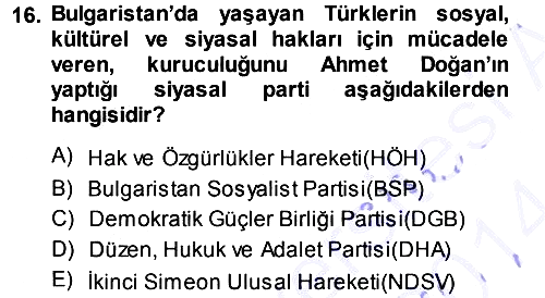 Balkanlarda Siyaset 2013-2014 Ara Sınav - 16. soru